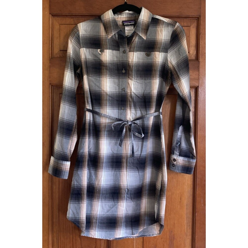 Patagonia Womens 0 Long Sleeve Lightweight Organic Cotton Blend Shirt Dress Hike